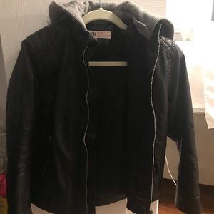 H&M boys Black Jacket with detachable hood